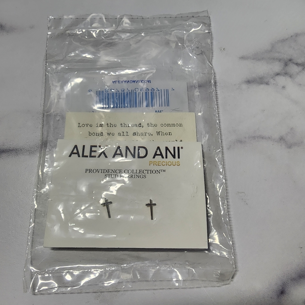 Alex and Ani -CROSS- Providence COLLECTION Post Earrings/Sterling SILVER- NEW